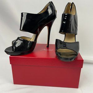*SOLD* Jimmy Choo Patent Leather Zipper Open Toe Heels, Size 39
